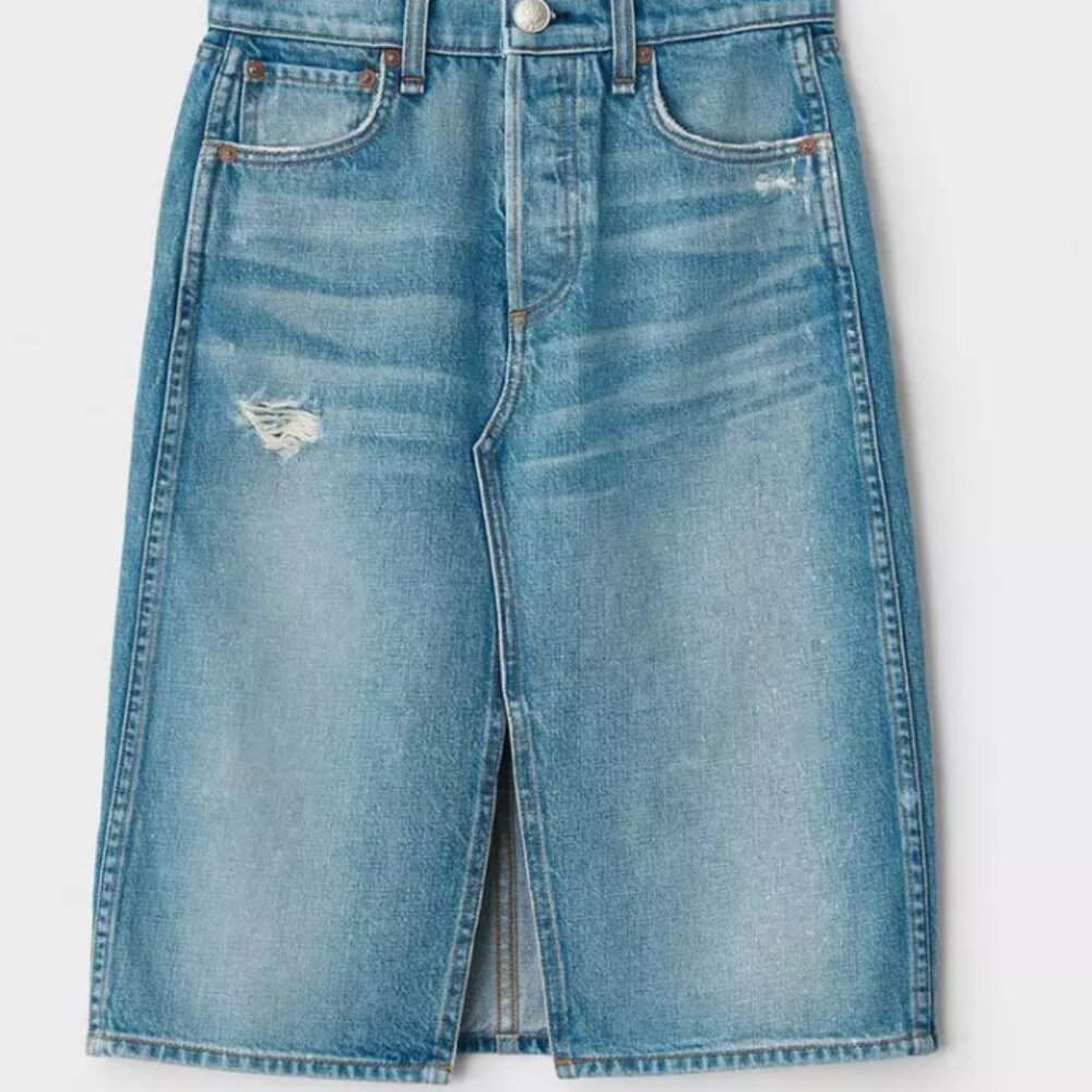 RAG AND BONE DENIM HIGH RISE MIDI SKIRT